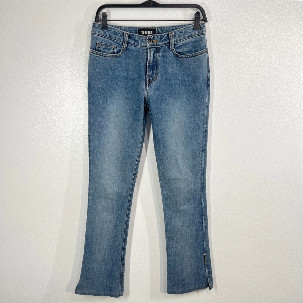 SUBI Bootcut Jeans Women 28 Blue Stretch Low Rise Streetwear Denim Ankle Detail‎